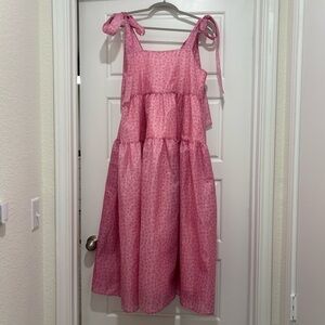 Pink Three Tier Floral Dress by Dottie